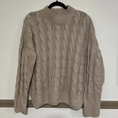 Suéter Line + Dot Anthropologie Beige Grueso Tejido con Cable Talla Grande MEDIANO Foto 1 de 4