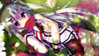 Anime manga filles yeux violets minijupe cheveux longs dans tapis de jeu bureau