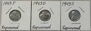 1943PDS Lincoln Steel Wheat Cent Penny Set + BONUS {REPROCESSED} FREE S&H - Picture 1 of 8