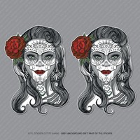 2 x Mexican Sugar Skull Girl Flower Vinyl Sticker Decal Car Van Laptop - 2916