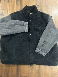 Levis Jacket Mens 3XL Black Relaxed Fit Hybrid Trucker Jacket Cozy - Picture 1 of 5