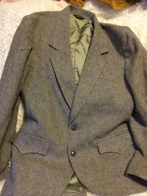 Blazer de tweed occidental vintage Pioneer Wear para hombre talla 40 gris con parches en el codo de gamuza Foto 1 de 4