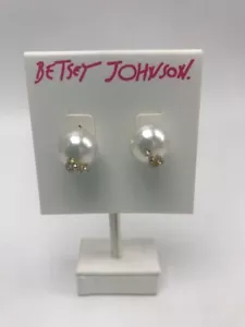 $22  Betsey Johnson East harlem Shuffle Pearl and "?" Earrings JB10 - Picture 1 of 9