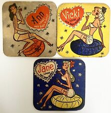 Set of 3 1960s Baby Bubbly Drinks/Beer Mat,  Ann, Vicki & Jane Loves her Bubbly