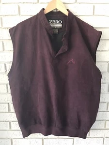 ZERO RESTRICTION Men Golf Windbreaker Vest Burgundy 1/4 Snap Sz L Microfiber EUC - Picture 1 of 8