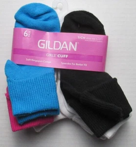 New Girls Shoe Size 6-10 1/2Gildan Cuff Socks 6 Pairs - Picture 1 of 4