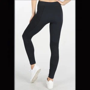 New Moto Black Leggings with Slimming Lines by Nikibiki - Picture 1 of 4