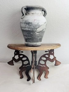 Vintage Kokopelli Wood Metal Shelf with Feather Vase Attached Native American - Picture 1 of 5