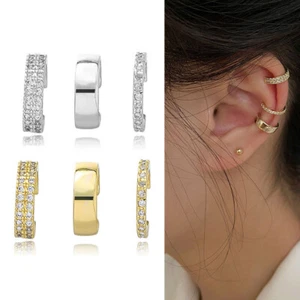 3 Teile/Satz Unisex Zirkon Ohr Clip Kein Piercing Clip Ohrring Gold Silber ( - Bild 1 von 8