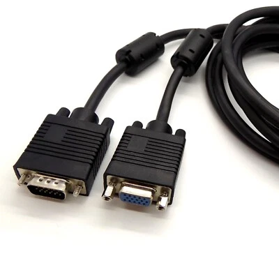 VGA Monitor EXTENSION Cable MALE TO FEMALE SVGA PC Lead TRIPLE SHIELDED 15pin - Image 1 of 4
