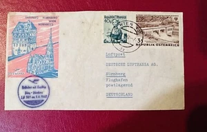 Austria 1962 First flight POSTAL STATIONARY Ersftlug Nürnberg - Wien Lufthansa - Picture 1 of 3