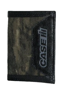 Mossy Oak Camouflage dreifach faltbare schwarze Ledertasche IH-Logo Geldbörse - Bild 1 von 2