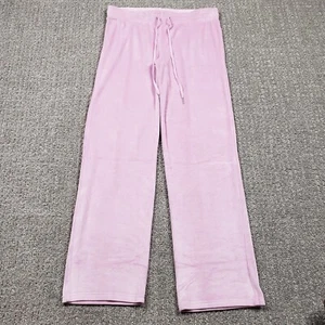 Juicy Couture Track Pants Womens Medium Pink Velour Big Bling Y2k Low Rise - Picture 1 of 13