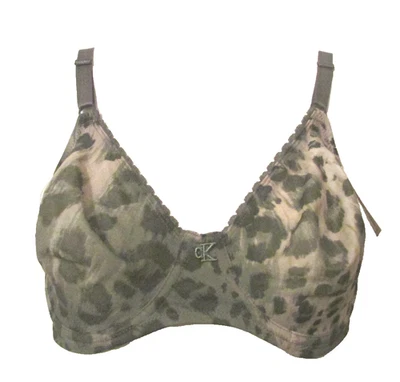 VTG CK Calvin Klein Full Coverage UW Bra sz 36C Animal Print Nylon Soft Cup NWT  - Image 1 of 4