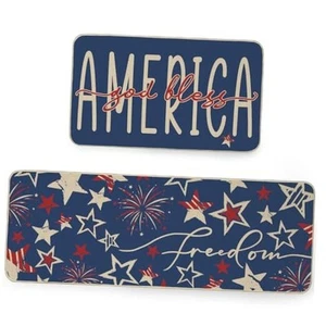 Patriotic Kitchen Mats Sets of 2 ,4th of July America Liberty Home Decor - Picture 1 of 7