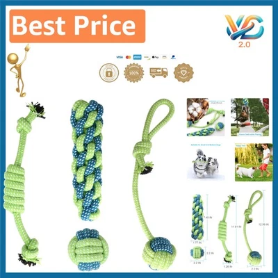 Engaging 4PC Dog Rope Toys - Perfect Teething Solution for Young Puppies - Image 1 of 4