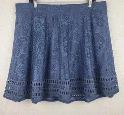 Minifalda tejida Cottagecore Fairy 2XL cintura elástica azul encaje floral Foto 1 de 4