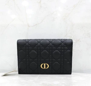 Dior Black Caro XL Slim Wallet Long Wallet Black Cannage S5104UWHC 147639621 - Picture 1 of 9