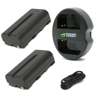 Wasabi Power Battery (2-Pack) & Dual Charger for Sony NP-F330, F530, F550, F570