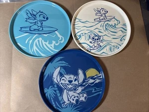 Disney Parks Stitch and Angel Surfing Melamine Plate Set of 3 Very Nice! - Picture 1 of 8