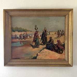 Original Oil Painting Edwin Lord Weeks Inspired Water Carriers By R. Hudson 1939 - Picture 1 of 10