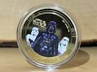Star Wars Medal "Darth Vader" 24 Carat Gold Plated 44mm 36g Collector New & Original Packaging!