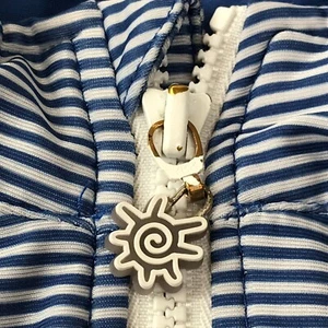 UV SKINZ Rash Guard Shirt Full Zip Blue White Stripe Kid's Youth Medium 10 - Picture 1 of 11