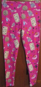 Disney Lost Princess Alice Cat Leggings Sz OS Polyester Spandex Waist 26 + In 29 - Picture 1 of 5