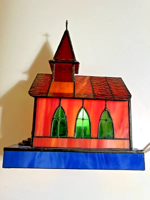 Lámpara de noche colorida para mesa de iglesia vitral luz nocturna Foto 1 de 4