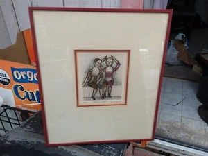 Vintage Framed Print "American Dolls" Signed Y. Sugano? Toy Art Child Decor Kid - Picture 1 of 5