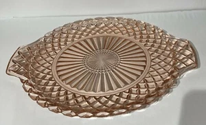 Pink Depression Glass Waterford Design 10 1/4 handled Plater - Picture 1 of 3