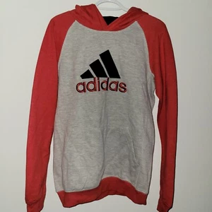 NWT Adidas Long Sleeve Hoodie Youth Size XL (18) Red Gray Black Hooded Pockets - Picture 1 of 8
