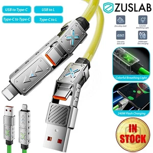 Charger Cable PD240W USB A Type C to C Light 4 in-1 For Apple Samsung Google TAB - Picture 1 of 12