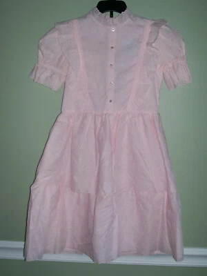 Vestido Vintage Dorissa Of Miami Niña Talla 10 Rosa Ojales Manga Corta Foto 1 de 4