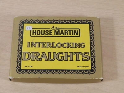 Vintage Boxed House Martin Interlocking Plastic Black & White Draughts Set - Image 1 of 4