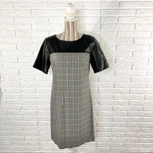 DKNY schwarz Kunstleder Top kariert Etuikleid Größe 4 - Bild 1 von 8