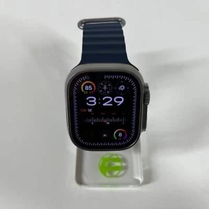 Unlocked Apple Watch Ultra 2 49MM Natural Titanium Navy Ocean Band MREG3LW/A - Photo 1 sur 5