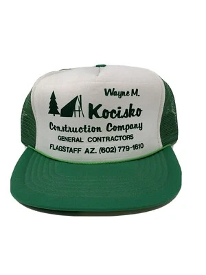 Gorra gorra vintage Flagstaff AZ Construction Co de malla verde camionero SnapBack Foto 1 de 4