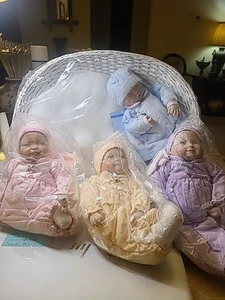 Rare Vintage Disney Ashton Drake Porcelain Babies Lot With Basket and Certs - Picture 1 of 17
