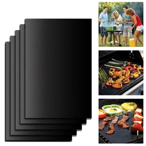 Grillmatte Antihaft BBQ Grill Folie Unterlage Schale Grillmatten 5er Set - Picture 1 of 12