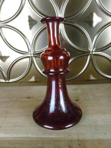ANTIQUE VICTORIAN  CRANBERRY GLASS PERFUME BOTTLE GOLD WORN HAND BLOWN - Picture 1 of 12