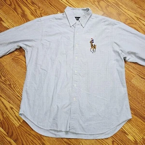 Ralph Lauren Shirt Mens Big Pony Blue Denim Look Cotton Button Size XL FAST SHIP - Picture 1 of 7