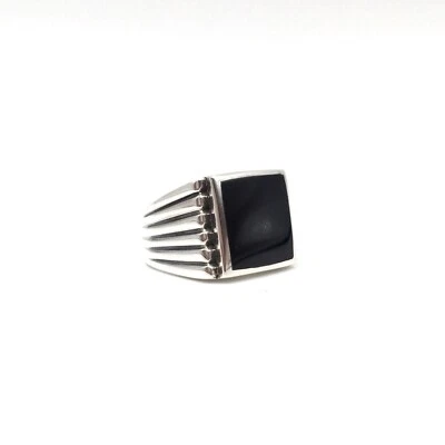 Anillo de plata 925 de ónix negro anillo para hombre joyería maciza 18,4 mm / 58 - Imagen 1 de 4
