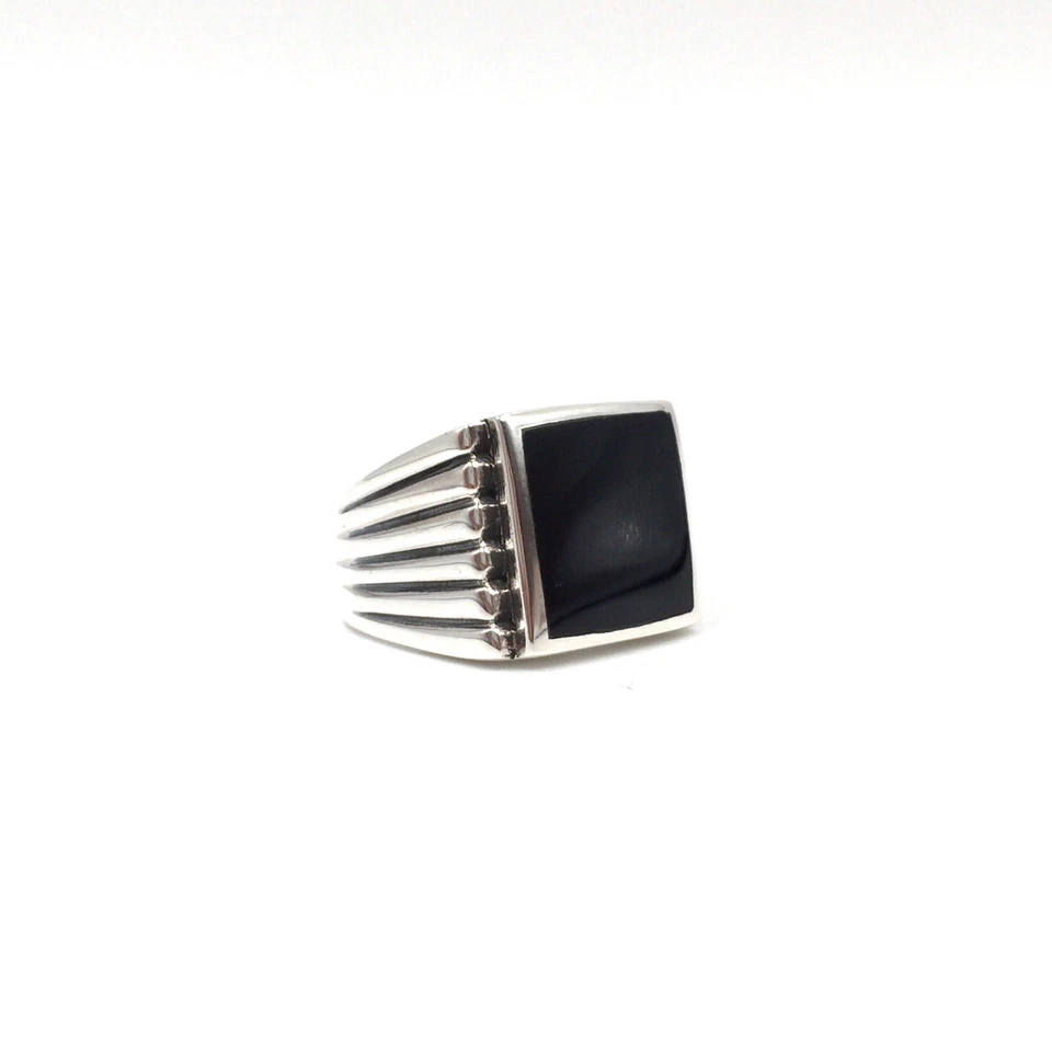 Anillo de plata 925 de ónix negro anillo para hombre joyería maciza 18,4 mm / 58 - Imagen 1 de 4