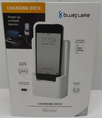Nueva base de carga de llama azul para iPhone y iPod (5.ª generación) con tomas de corriente adicionales Foto 1 de 4