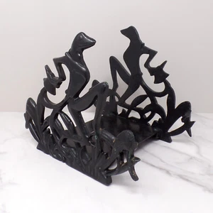 Vintage Dancing Frogs Cast Iron Art Deco Fishbowl Stand / Rack (1920s-1930s) - Picture 1 of 15