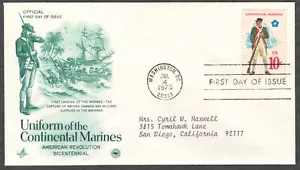 US. 1567. 10c. Marine mit Muskete, Militäruniformen. Art Craft FDC. 1975 - Bild 1 von 1