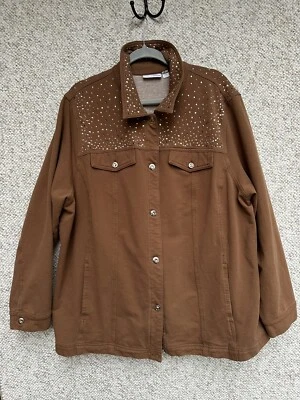 Chaqueta Dream Jeannes para mujer 2XL marrón spandex elástico estrás occidental Foto 1 de 4