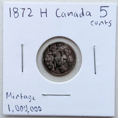 1872 H Canada 5 Cents Silver World Coin Damaged Cover