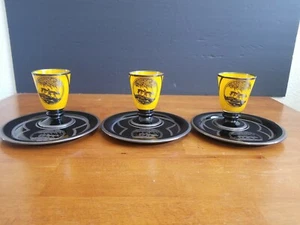 ANTIKE ROCKWELL GLAS SILBERÜBERFANG ELCH & KALB UNTERTASSE & HERZLICHES 3ER SET SELTEN - Bild 1 von 12